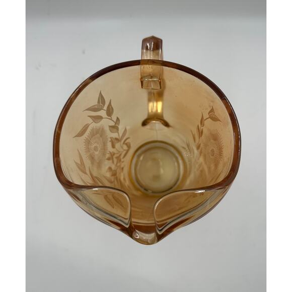 Vintage Jeannette Cosmos Marigold Carnival Glass 48 Oz Pitcher - Picture 5 of 7